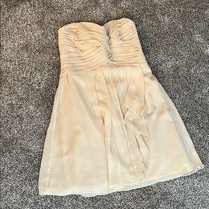 David's Bridal Cream Strapless Dress